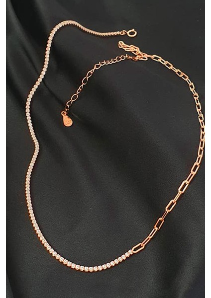 İtalyan tasarımı 925 ayar gümüş rose modern kolye