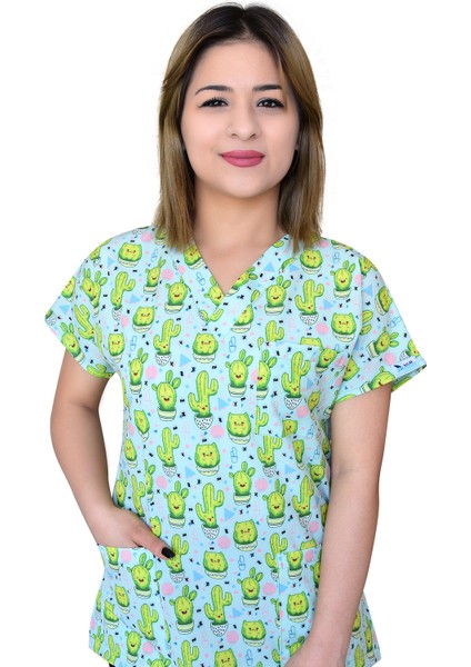 Mutlu Kaktüsler Temalı Unisex Likralı Üst Forma modelleri
