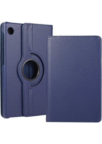 Lenovo M10 (TB-X306F) Uyumlu Kılıf Standlı 360° Rotatable Pu-Leather Case Lacivert