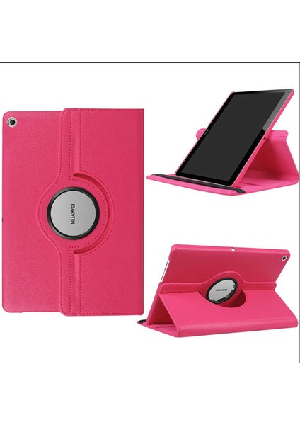 Huawei T3 7 Inc Uyumlu Kılıf Standlı 360° Rotatable Pu-Leather Case Pembe