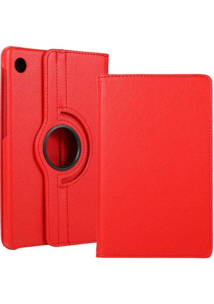 Lenovo M10 (TB-X306F) Uyumlu Kılıf Standlı 360° Rotatable Pu-Leather Case Kırmızı