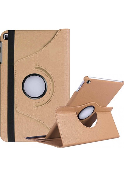 Samsung Galaxy T500 Uyumlu Kılıf Tab A7 10.4 (2020) Standlı Pu-Leather Desing Gold