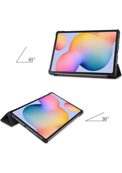 Samsung Galaxy P610 Uyumlu Kılıf (Tab S6 Lite) Ön-Arka Smart Case Katlanır Stand Rose Gold