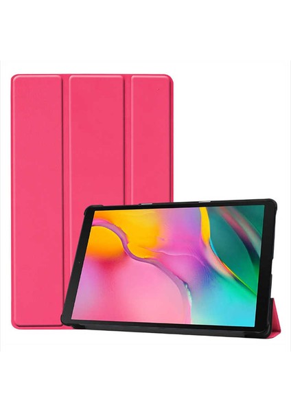 Samsung Galaxy T290 Uyumlu Kılıf (Tab A 8") Ön-Arka Smart Case Katlanır Stand Pembe