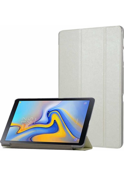 Samsung Galaxy T830 Uyumlu Kılıf (Tab S4) Ön-Arka Smart Case Katlanır Stand Beyaz