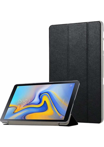 Samsung Galaxy T550 Uyumlu Kılıf (Tab A 9.7") Ön-Arka Smart Case Katlanır Stand Siyah