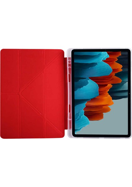 Samsung Galaxy T970 Uyumlu Kılıf Tab S7 Plus Candy-Pen Serisi Stand ve Kalem Bölmeli Koyu Yeşil fiyatları