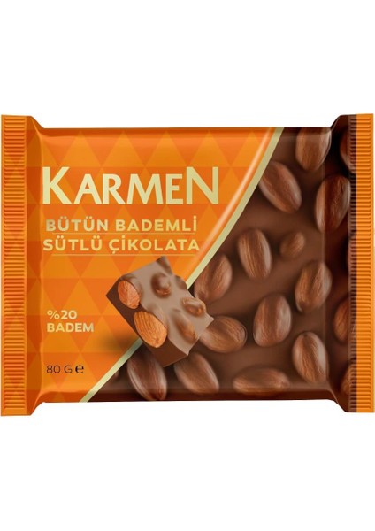 Bütün Bademli Sütlü Çikolata 80 gr