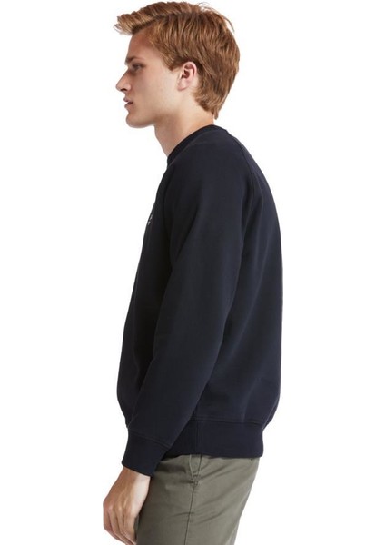 Brushed Back Erkek Siyah Yuvarlak Yaka Sweatshirt