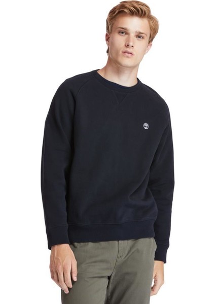 Brushed Back Erkek Siyah Yuvarlak Yaka Sweatshirt