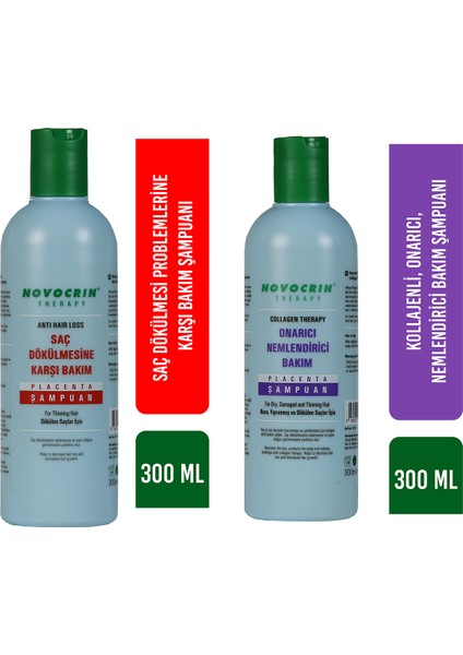 Yeni Placenta Bakım Şampuanı & Collagen Therapy Şampuan 300 ml 2'li