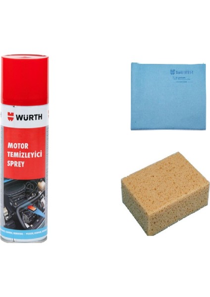 3 Lü Set Hızlı Motor Temizleme Spreyi Mikrofiber Güderi Bez ve Oto Yıkama Süngeri 3'lü Set