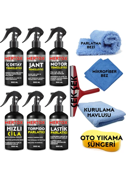 Otomobil Araç Araba Oto Temizlik ve Bakım Seti Iç Detay+Jant-Motor Temizleyici+Hızlı Cila+Torpido+Lastik Parlatıcı 6X500ML