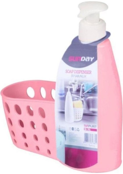 Sünger Hazneli Sıvı Sabunluk Pembe