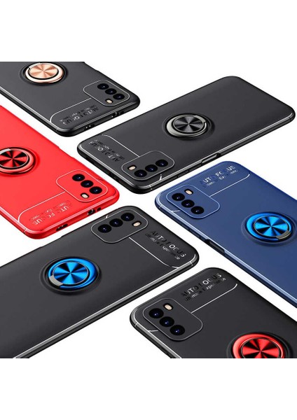 Xiaomi Poco M3 Kılıf Ultra Korumalı Yüzüklü Manyetik Ravel Silikon + Cam Ekran Koruyucu Siyah - Kırmızı fiyatları