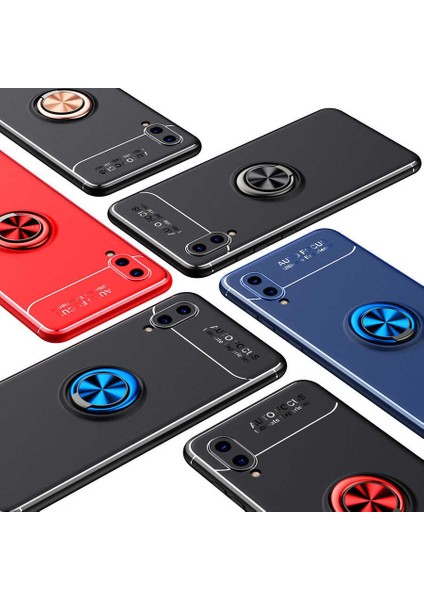 Samsung Galaxy A02 Kılıf Ultra Korumalı Yüzüklü Manyetik Ravel Silikon + Tam Kaplayan 5d Cam Ekran Koruyucu Lacivert