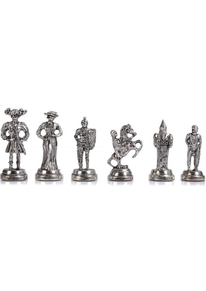 Gifthome Metal Satranç Takımı/seti;orta,ispanyol,parlak,rustik Ceviz Desenli Satranç Tahtası