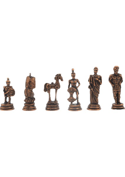Gifthome Metal Satranç Takımı / Seti ; Küçük Boy, Truva Figürlü, Antik Satranç Taşı ve Masif, Ahşap, Sandıklı Satranç Tahtası indirimleri