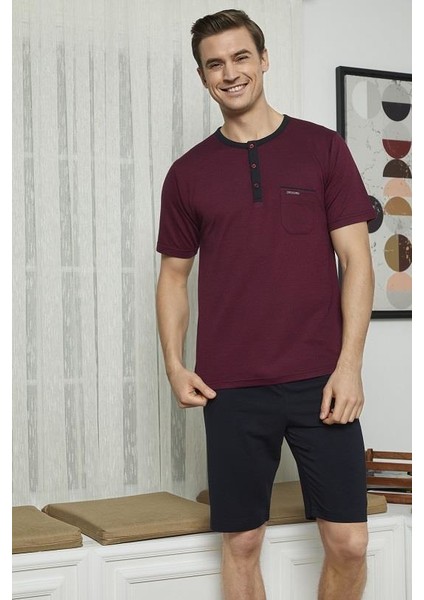 Kly 7618 Erkek Midi Yaka 3'lü Pijama Takımı