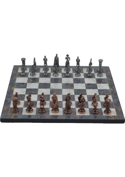 Gifthome Metal Satranç Takımı / Seti ; Orta, Ingiliz, Antik, Gri Mermer Desenli Satranç Tahtası fırsatları