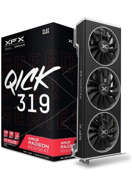 Xfx Speedster Qıck 319 Amd Radeon Rx 6700 Xt Black 12GB Gddr6 192BIT DX12 Ekran Kartı RX-67XTYPBDP