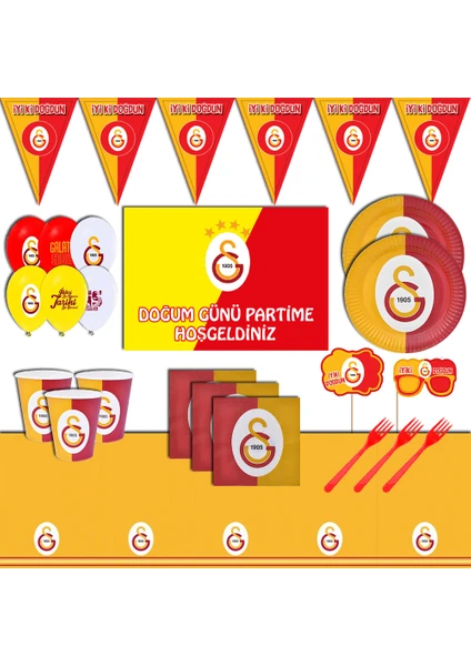 GS Kids Galatasaray Taraftar Afişli 40 Kişilik Doğum Günü Parti Malzemeleri Seti