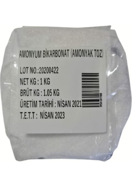 Amonyum Bikarbonat Çin (Amonyak Toz) 1 kg