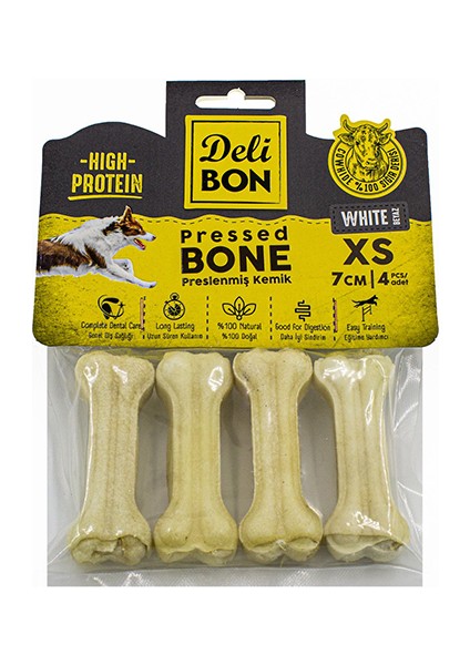 Deri Pres Kemik 7 cm Xs Boy 4 Lü Paket Beyaz