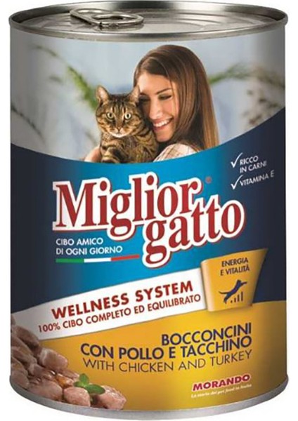 Gatto Tavuklu Hindili Kedi Konservesi 24X405 gr