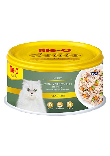 Meo Delite Jöle Içinde Ton & Sebze Tahılsız Kedi Konservesi 6X80 gr