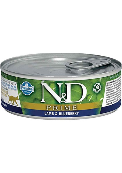 Prime Kuzu & Yaban Mersini Yetişkin Kedi Konservesi 6X80 gr