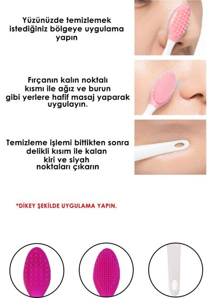 Siyah Nokta ve Cilt Temizleme Aparatı Uzun Sap Fuşya