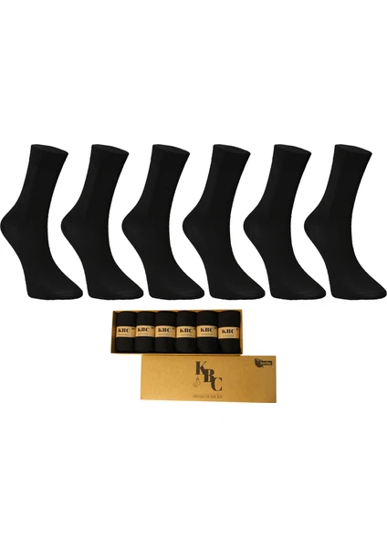 KBC Socks 6'lı Dikişsiz Bambu Erkek Klasik Yazlık Soket Çorap Seti / Kutulu Set / Full Siyah