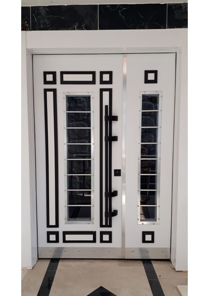 Beyaz Renk Kabartmalı Model Daire Giriş Kapısı, Hidrolik ve Bas-Aç Sistemli Çelik Kapı , Villa Kapısı fiyatları
