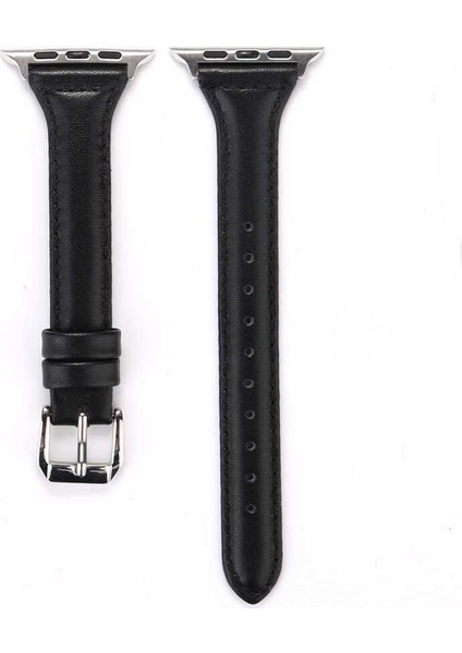 Apple Watch 42mm - Kordon Deri Kordon KRD-28 - Siyah