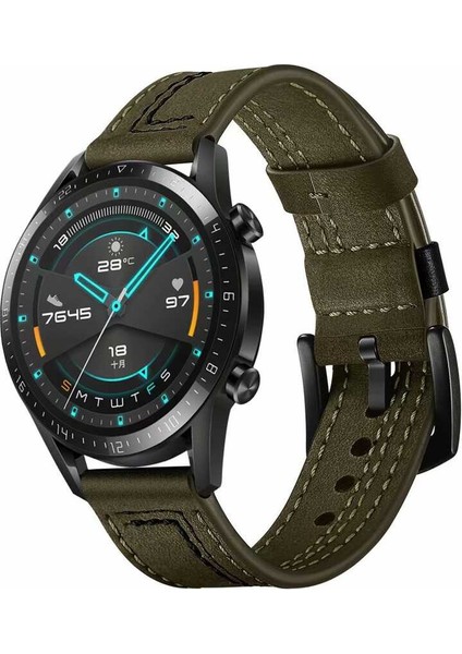 Samsung Watch 42MM 20MM - Kordon Deri Kordon Krd-19 - Yeşil