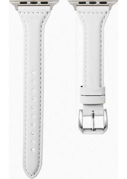 - Apple Watch 44mm - Kordon Deri Kordon KRD-28 - Beyaz
