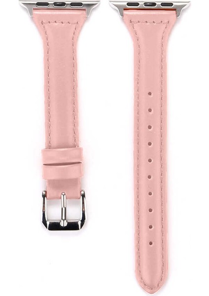 - Apple Watch 40mm - Kordon Deri Kordon KRD-28 - Pembe