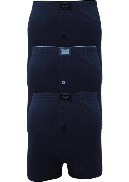 Penye Düz Boxer 117 3'lü Paket | Lacivert