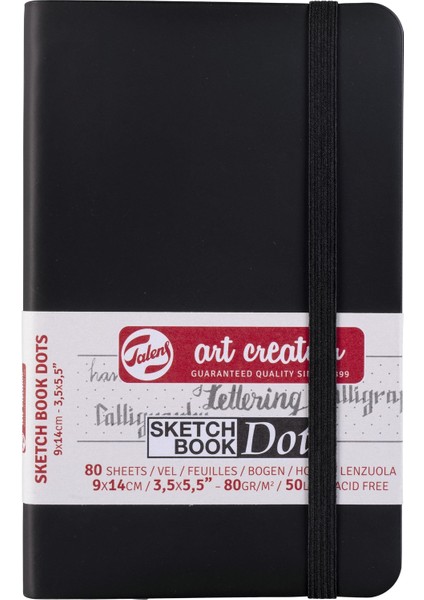 Sketchbook Dots Noktalı Eskiz Çizim Defteri 80 Gr. 9X14 Cm. 80 Sayfa Siyah