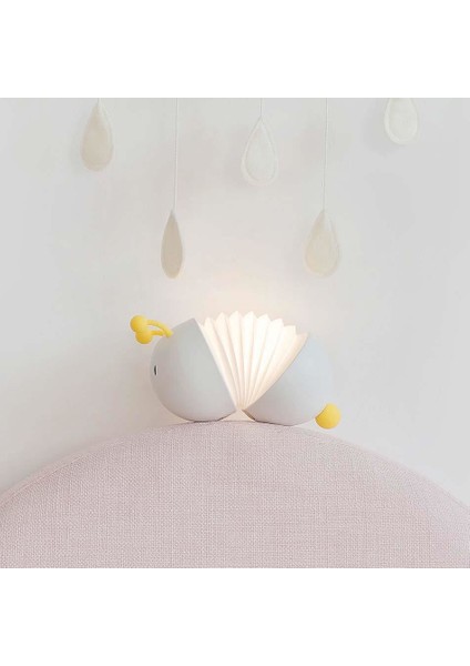 Sevimli Tırtıl Şarjlı Gece Masa Lambası Beyaz Katlanabilir LED Işıklı