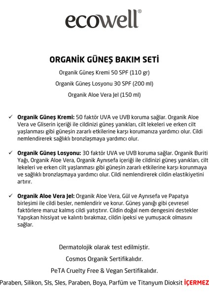 Organik Güneş Bakım Seti 3'lü