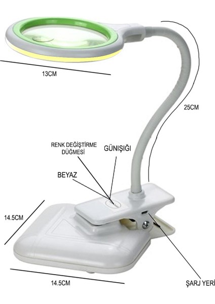 Havya Standı Büyütec Ledli Polaxtor ZD-127