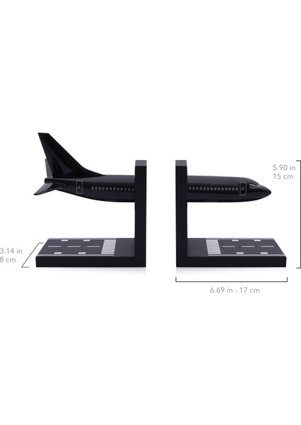 Boeing 737-800 1/100 Ölçek Siyah Renk Maket Uçak Temalı Kitap Tutucu