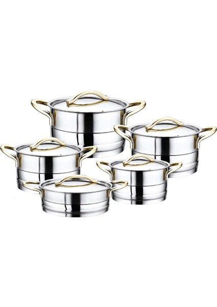 10 Parça Çelik Silindir Set 1015 Gold