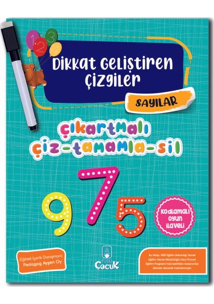 Dikkat Geliştiren Çizgiler-Sayılar + Çiz-Sil Kalem