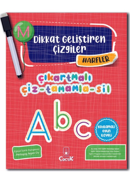 Dikkat Geliştiren Çizgiler-Harfler + Çiz-Sil Kalem