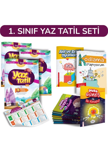 1. Sınıf Yaz Tatil Kitabı Seti - 1. Sınıf 5N1K Okuma Anlama Kitabı -