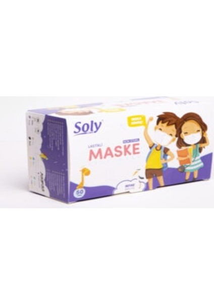 3 Katlı Lastikli Telli Beyaz Çocuk Cerrahi Maske 100 Adet ( 2 Kutu )