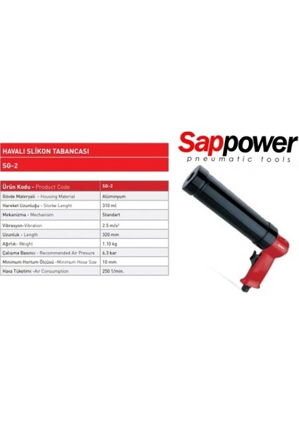 Sap Power 310ML Havalı Silikon Tabancası Sg-2